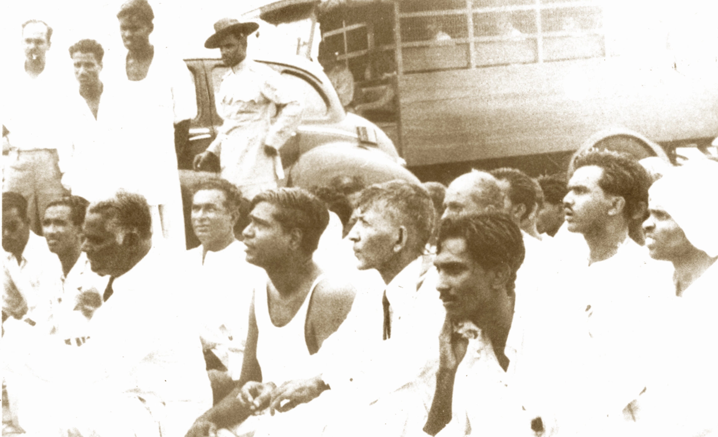 Chelvanayakam leads a protest against the Sinhala Only Act of 1956.