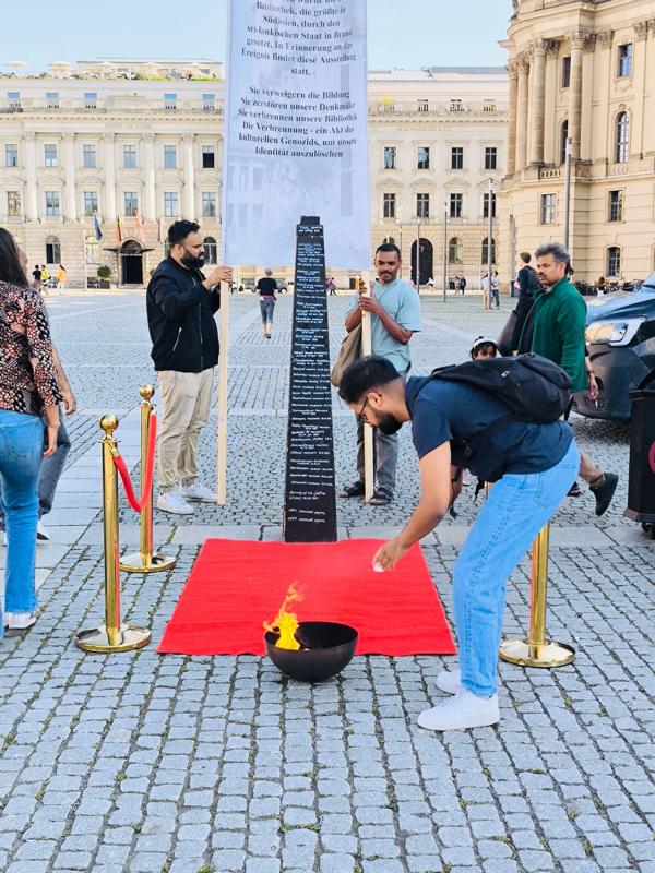 Memorial lamp lit at Berlin commemoration